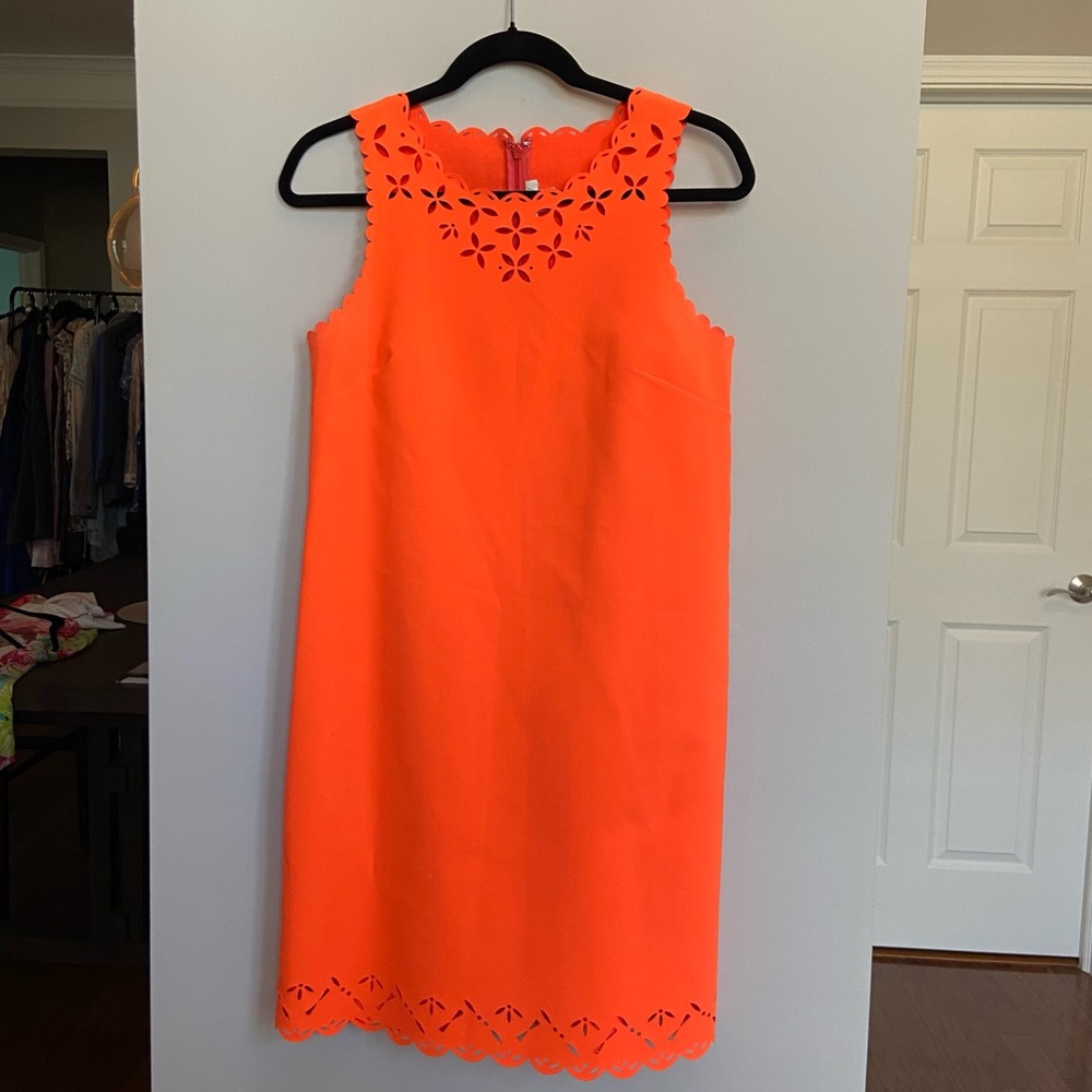 J Crew Laser Cut‎ Sleeveless Dress, Orange, size 4